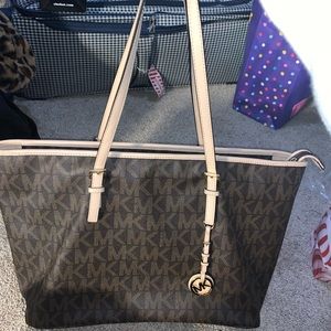Brown and cream MK bag